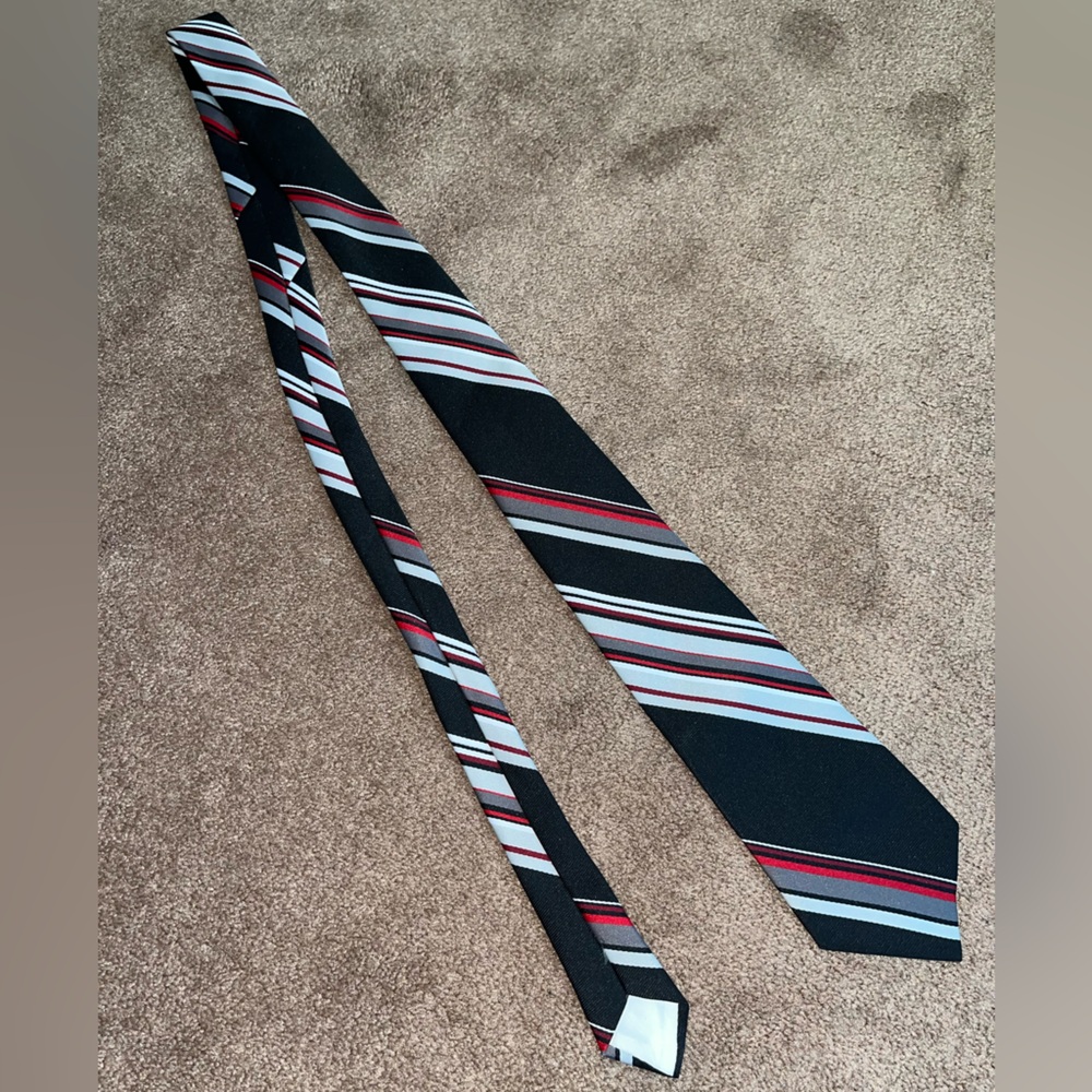 Classic Black and Red Striped Silk Tie